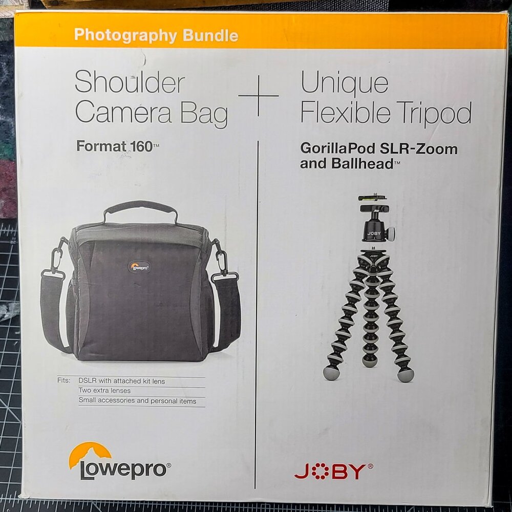 Lowepro Format 160 Camera Bag & Joby GorillaPod SLR-Zoom Tripod w/ ballhead Kit